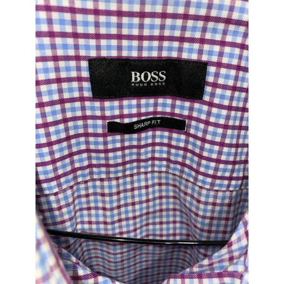 New BOSS SHARP-FIT SHIRT IN OXFORD COTTON WITH GINGHAM CHECK Size 16-32/33 - Picture 10 of 11